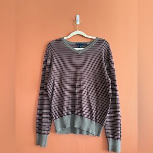 Vintage 100% Cotton Gap V-Neck Striped Sweater Mens Size 6, Size M
